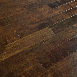 Solid Wood Flooring - Handscraped Chocolate Color Maple Hardwood Flooring