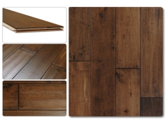 Multilayer Wood Flooring - Distressed Handscraped Brown Maple Wooden Flooring