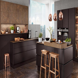 Wooden Cabinet - Dark Color Kitchen Cabinet With Lacquer Finish