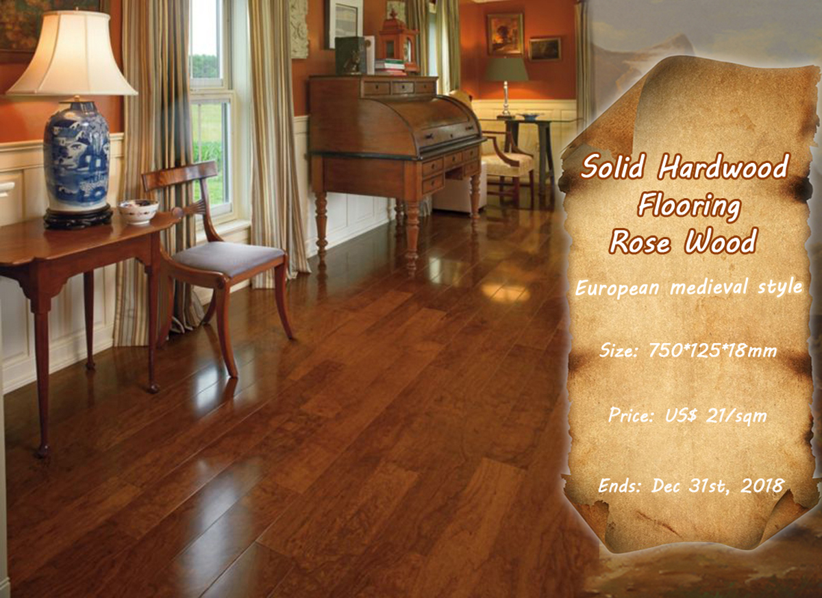 Promotional Solid Rosewood Flooring，Just US $ 21/sqm