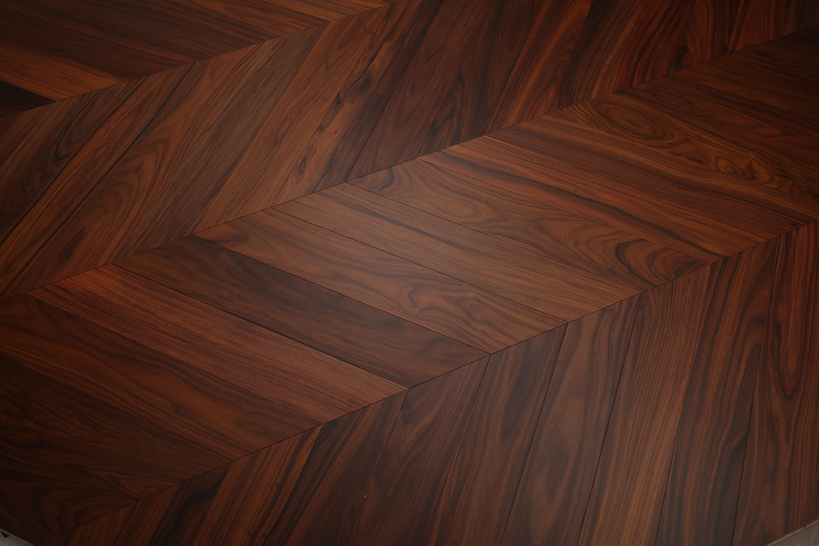 Solid Wood Flooring - Customs made Walnut Chevron Wood Flooring 